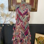 WILLA STORY Stella Metallic Colorful Ruffle Waterfall Maxi Dress Sz M 🧡🎀 Pink Size M Photo 5