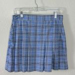 Free People  Grunge 90s Schoolgirl Plaid Honey Pleated Skirt Ocean Blue 12 Punk Photo 6
