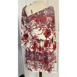 Free People  Mini Dress Sz MED Modern Nomad Off-Shoulder Floral Boho Bell Sleeve Photo 1