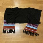 World Market Brown Crocheted Fairisle Fringe Coastal Cowgirl Bohemian Wrap Sca… Photo 2