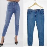 ASOS DESIGN Blue Denim Regular Tapered Jeans 38 Tall Mid Wash Us 16 Photo 1