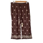 Sundance  Le Meridien Brown Embroidery Crop Pants Tassels size medium Photo 1