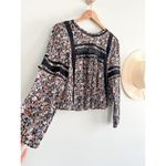 American Eagle Lace Floral Babydoll Bohemian Blouse Top Open Back Sz S Photo 3