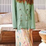 Free People Olivia Linen Blend Oversized Blazer Jacket in Pistachio Green Small Photo 10