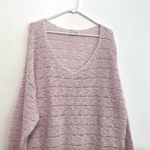 American Eagle  AE Light Baby Pink Chunky Knit Open Weave Oversized Tunic Sweater Photo 2