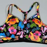Victoria's Secret Black Rainbow Groovy Flowers Floral Racerback Cross-Back Bra Bralette Sports Bra Lingerie Size S 🌺 Photo 0