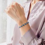 Blue Floral Sparkly Silver Plated Bracelet for small wrist Photo 1