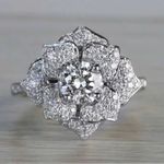 Zales New 925 Silver Large Flower Diamond Ring Photo 1