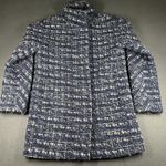 J Crew Jacket Womens 6 Blue White Wool Blend Tweed Funnel Neck Zip Long Coat Photo 0
