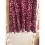 Wild Fable Womens Floral V-Neck Dress M Short Puff Sleeves Burgundy Pink 100% Ra Photo 4