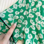 Dalton Silk Crepe Wrap Dress in Green Floral Print Size L Photo 6