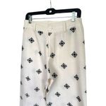 Elie Tahari Women’s Linen Blend Embroidered Wide Leg Cropped Pants Boho Cream 6 Photo 4