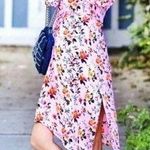 Topshop New  Pink Floral‎ Ruffle Midi Dress 4 Photo 0