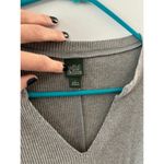 Wild Fable Top Women's Large Gray Cropped Waffle Knit Cotton V-neck Thermal Photo 1