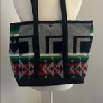 Justin Kraft Wool/Nylon Geometric/ Aztec Print Tote Bag Black Photo 3