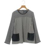 MAX MARA Mixed Print Houndstooth Top Leather Pockets Size 12 Weekend L Black Photo 1