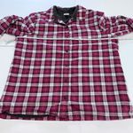 LL Bean Pink Plaid Fleece Lined‎ Flannel Shirt Jacket Shacket Size LARGE Photo 5