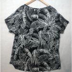 Christian Siriano Linen Shirt Black White Pineapple Floral Print Top Women's 3X Photo 1