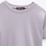 ZARA Ribbed Short Sleeve T-Shirt Light Purple Lilac Photo 2