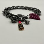 Boutique Chunky Chain Bracelet with Crown, Lipstick, Ring, and Pink Lip Charm Photo 3