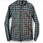 Burton  Teal and Brown Checkered Ski Jacket Photo 0