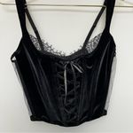 Victoria's Secret Lace Corset Bra Top Black Velvet Size Medium Sheer Back Photo 6