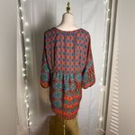 New Directions Red and Orange Graphic Blouse with Mandarin Collar Size XL Photo 2