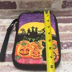 Halloween Themed Wristlet with Cat and Pumpkins Purple Photo 7