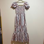 O.P.T Daphne Smocked Puff Sleeve Tiered Floral Midi Dress Size XS Cottagecore White Photo 10