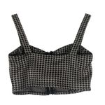 Love j NWT Julia by Bustier Crop Top Womens L Black Cream Houndstooth Zip-Front Photo 1