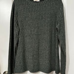Women's Fantaslook Dark Grey Ribbed Long Sleeve Tee Shirt L Green Size L Photo 0