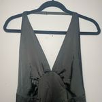 Free People NWT Women's Large Black Halter Slit Silky Dance Til Dawn Maxi Dress Photo 3