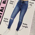 NEW Crystal Rock size 0 distressed jeans vintage push up skinny hi rise frayed Blue Photo 5