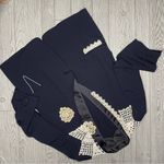 Harry Oliver fine trailer suit jacket blazer crochet Doiley detail & rhinestones Blue Size L Photo 13