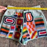 Farm Rio NWT Mixed Crochet Denim Shorts Size 23 Photo 3