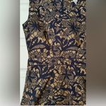 NWT Modcloth Uttam Boutique Navy Blue & Copper Floral Sheath Dress US Size 2/4 Tan Photo 1