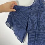 Becca Cover Up Dress Women Cold Shoulder Navy Crochet Boho Beach Festival XS Blue Photo 4