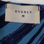 Everly Blue & Fuchsia Graphic Block Print Roll Up Sleeve Pull On Mini Dress Photo 11