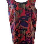 Vintage Stunt Collections Sleeveless Silk Abstract Guitar Oversized Blouse Red Size M Photo 1