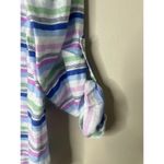 Talbots Top Womens Medium Petite Striped Linen Blend Beachy Popover Coastal Photo 2