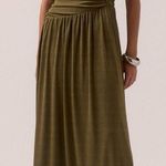 NWT SOVERE studio Anthropologie Rua maxi ruched dress in olive knit XS Green Photo 0