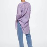Mango MNG Abstract Print Button-Down Shirt Cover Up in Purple Photo 1