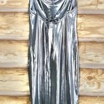 Rare London Urban Outfitters metallic silver formal backless draped dress Photo 4