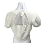 & Other Stories & Other Stories White Wool Rib Knit Square Neck Puff Sleeve Blouse Crop Top M Photo 1