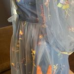 Women’s Blue Prom Party Dress Embroidered Flowers Butterflies Corset Back Size 4 Blue Photo 6