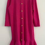 Vintage 80s Bright Pink Dunollie Looms Ruffle Hem Knit Dress Size 10 Photo 0