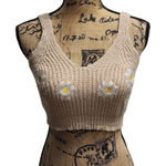 SheIn Daisy Embroidered Knit Crop Top Y2K Cottagecore Aesthetic Tank Size S Photo 0