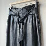 Commando  Paperbag Belted High Waist Faux‎ Leather Black Crop Pants Size Medium Photo 2