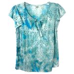Old Navy  Medium Top Handmade Tie Dye Blue Flutter Sleeve Tassel Boho 1740 Photo 1