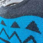 Vintage 80s rrrruss Sleeveless Sweater Art Deco Chevron Blue Black Wool Blend Size L Photo 2